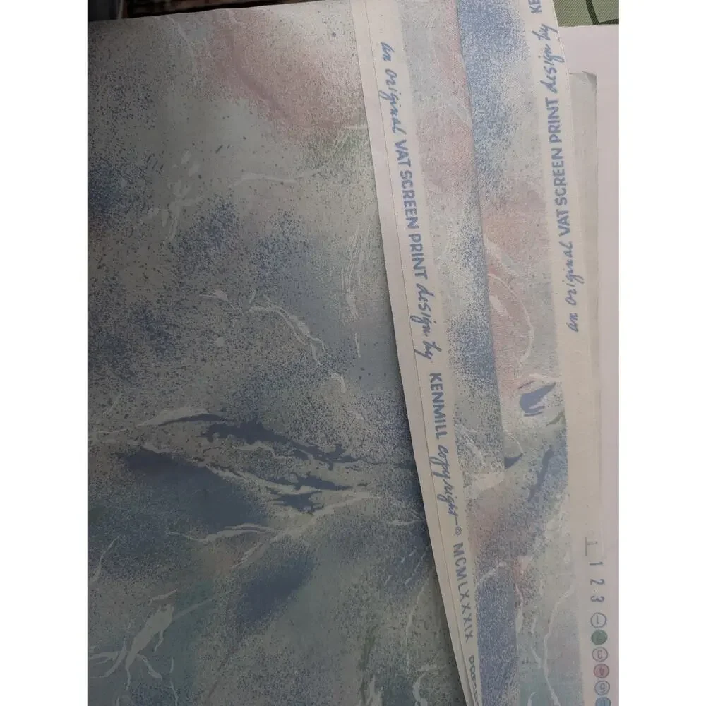 Vintage 1989 Kenmill 24x144 In Pastel Marbled Pre-Shrunk Teflon Fabric Piece